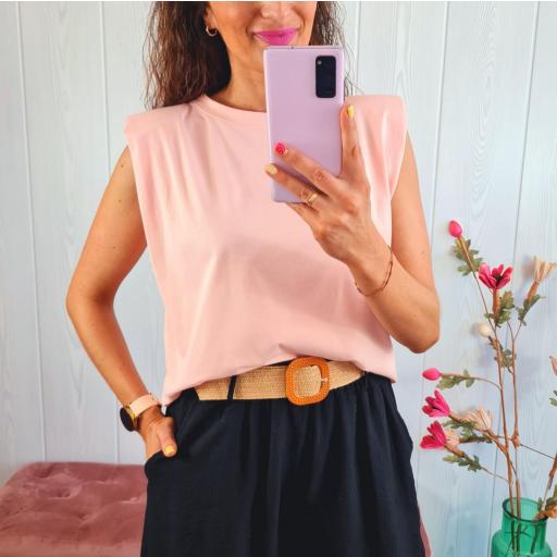 Camiseta Hombreras Rosa