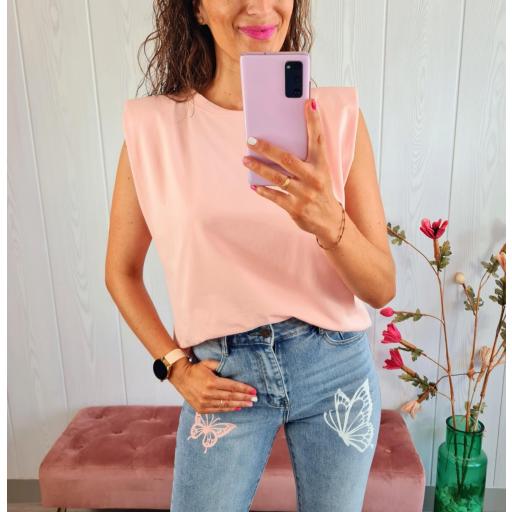 Camiseta Hombreras Rosa