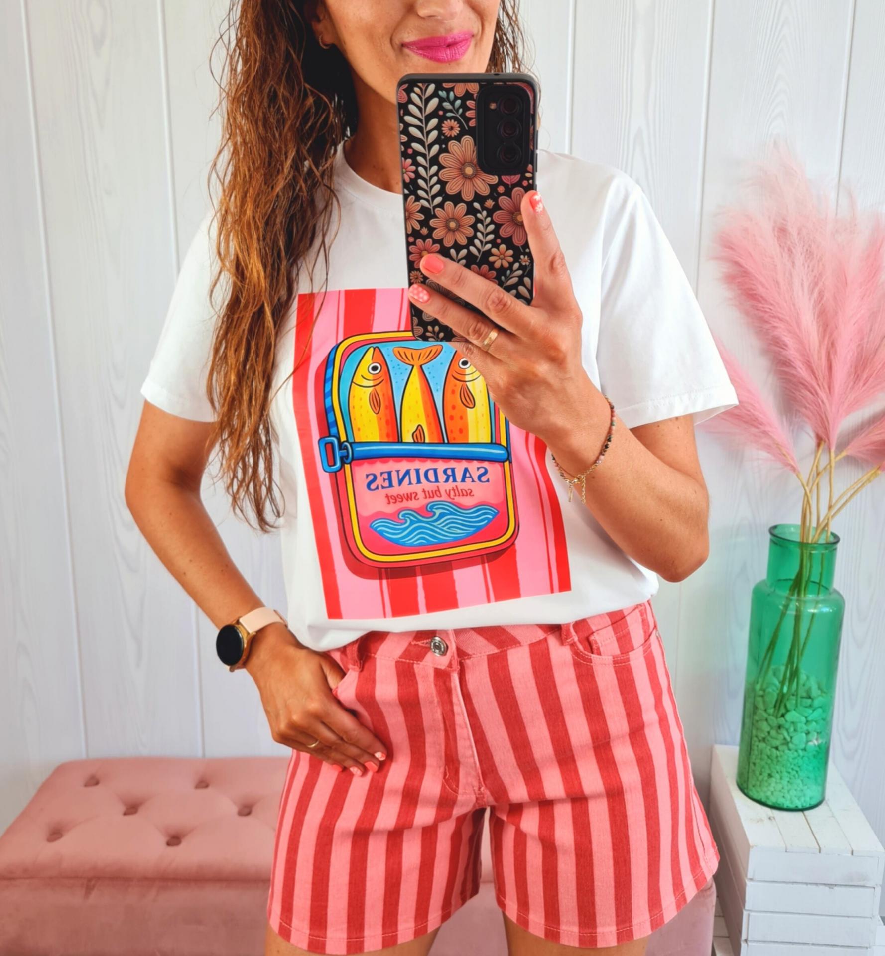 Camiseta Lata Sardinas Rojo/Rosa