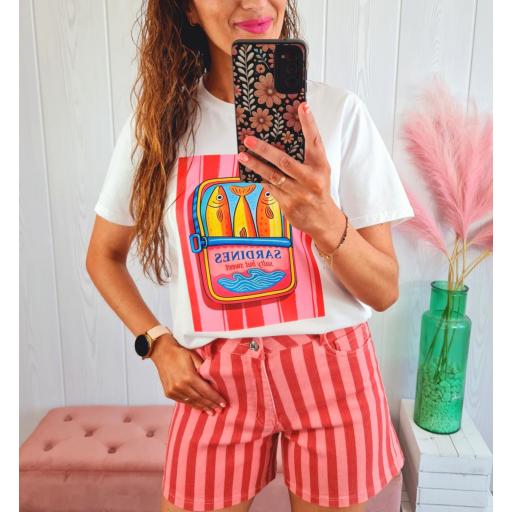 Camiseta Lata Sardinas Rojo/Rosa [0]