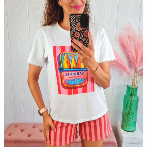 Camiseta Lata Sardinas Rojo/Rosa [1]