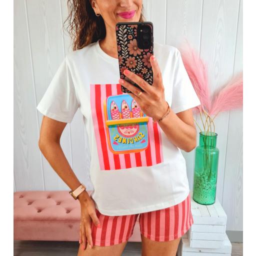 Camiseta Lata Sardinas Rojo/Rosa [1]