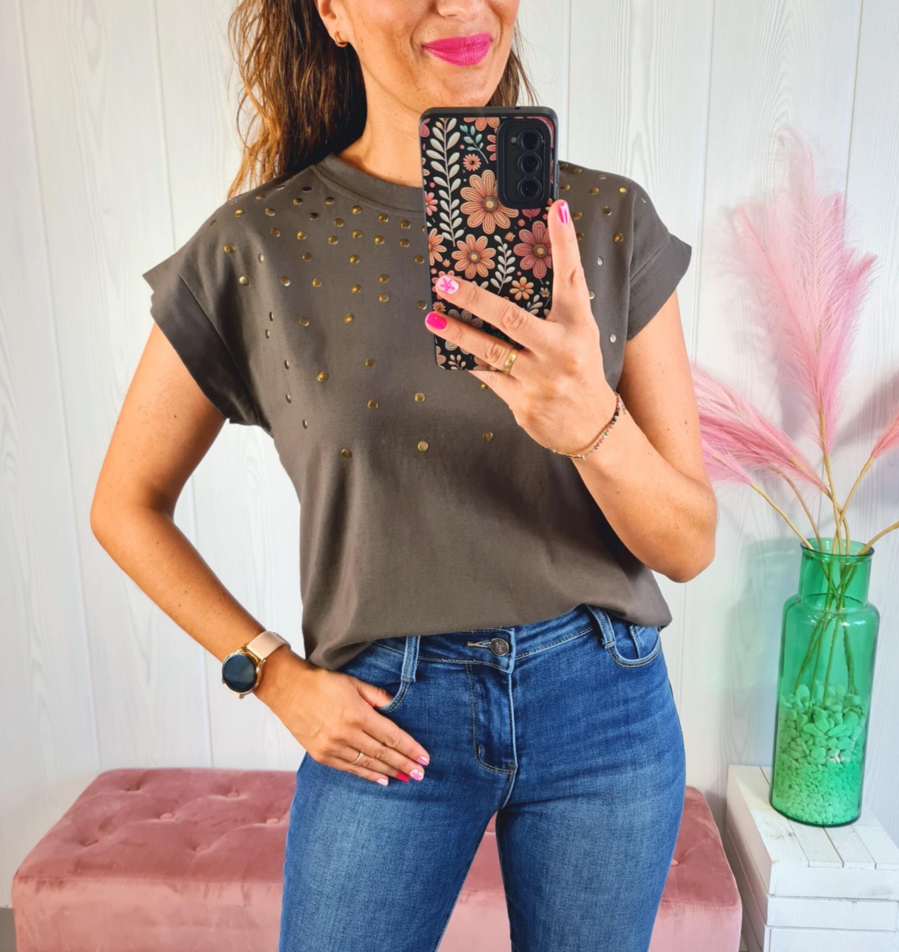 Camiseta Marrón Circulitos