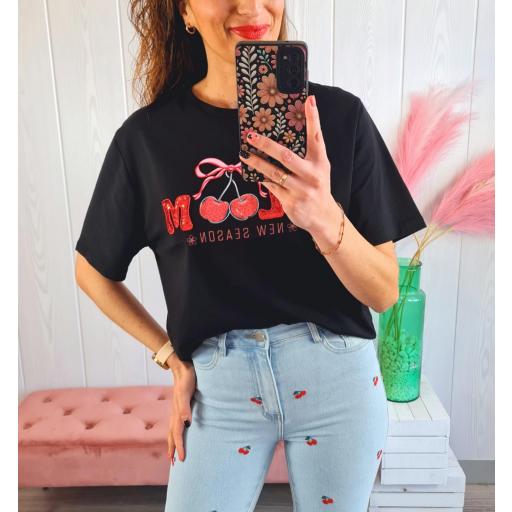 Camiseta Negra Cerezas [0]