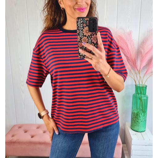 Camiseta Rayas Marino/Rojo [1]
