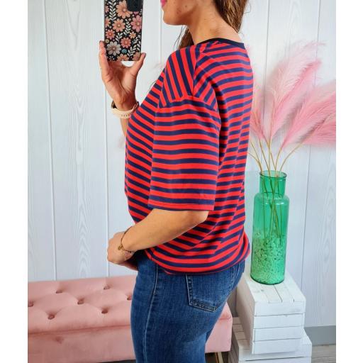 Camiseta Rayas Marino/Rojo [2]