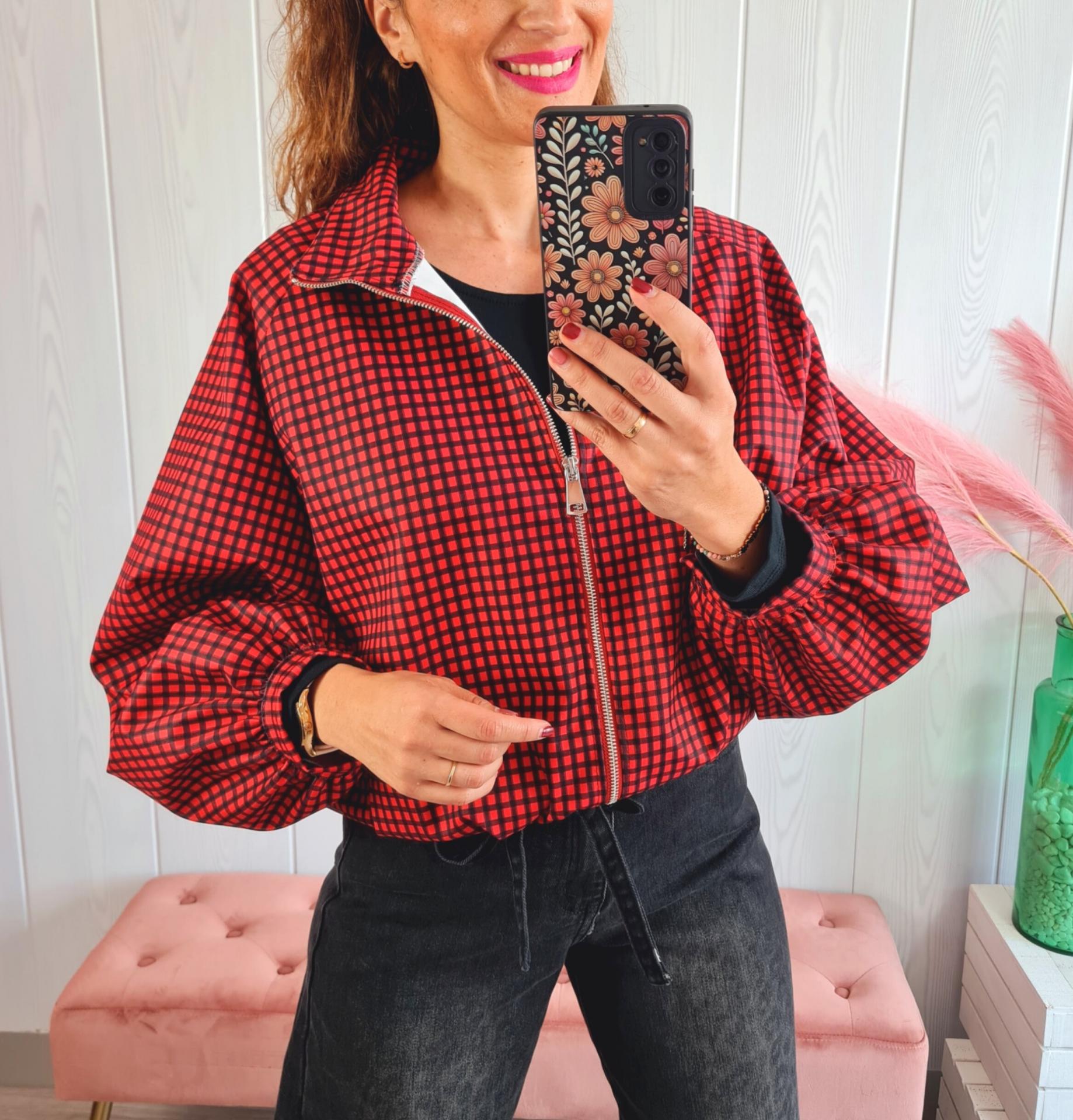 Cazadora Cuadros Roja