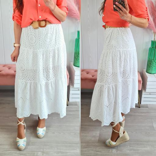 Falda Blanca Perforada [0]