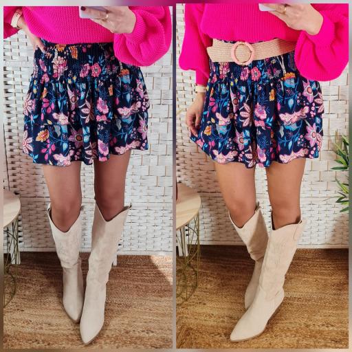 Falda Floral Fucsia [0]