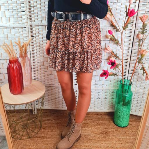 Falda Florecitas Camel [2]