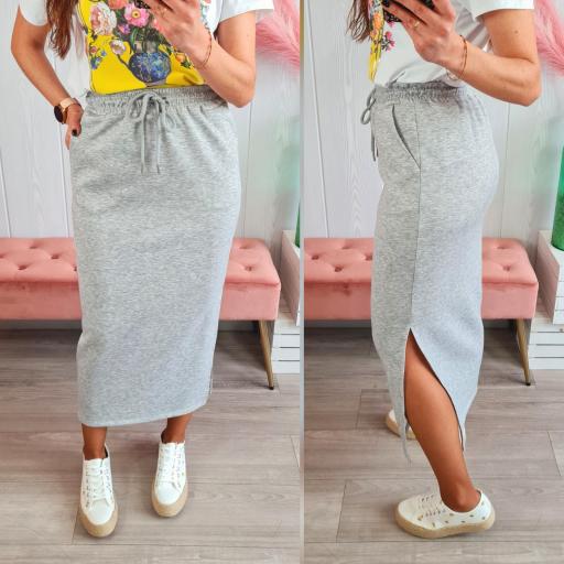 Falda Larga Gris