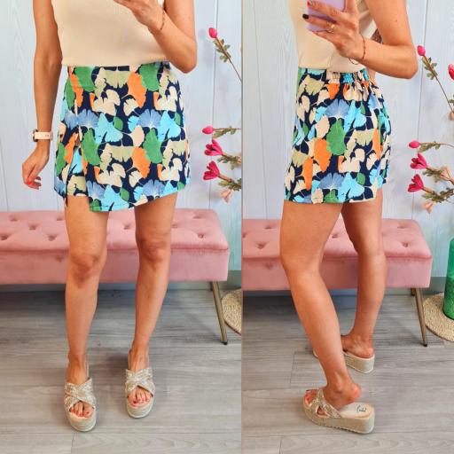 Falda-Pantalón Hojas Azules