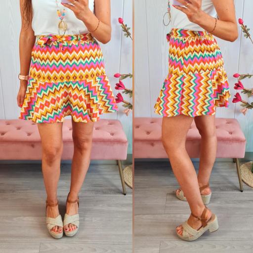 Falda-Pantalón Zig-Zag Mostaza