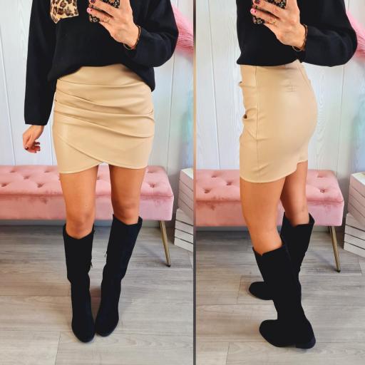 Falda Polipiel Beige