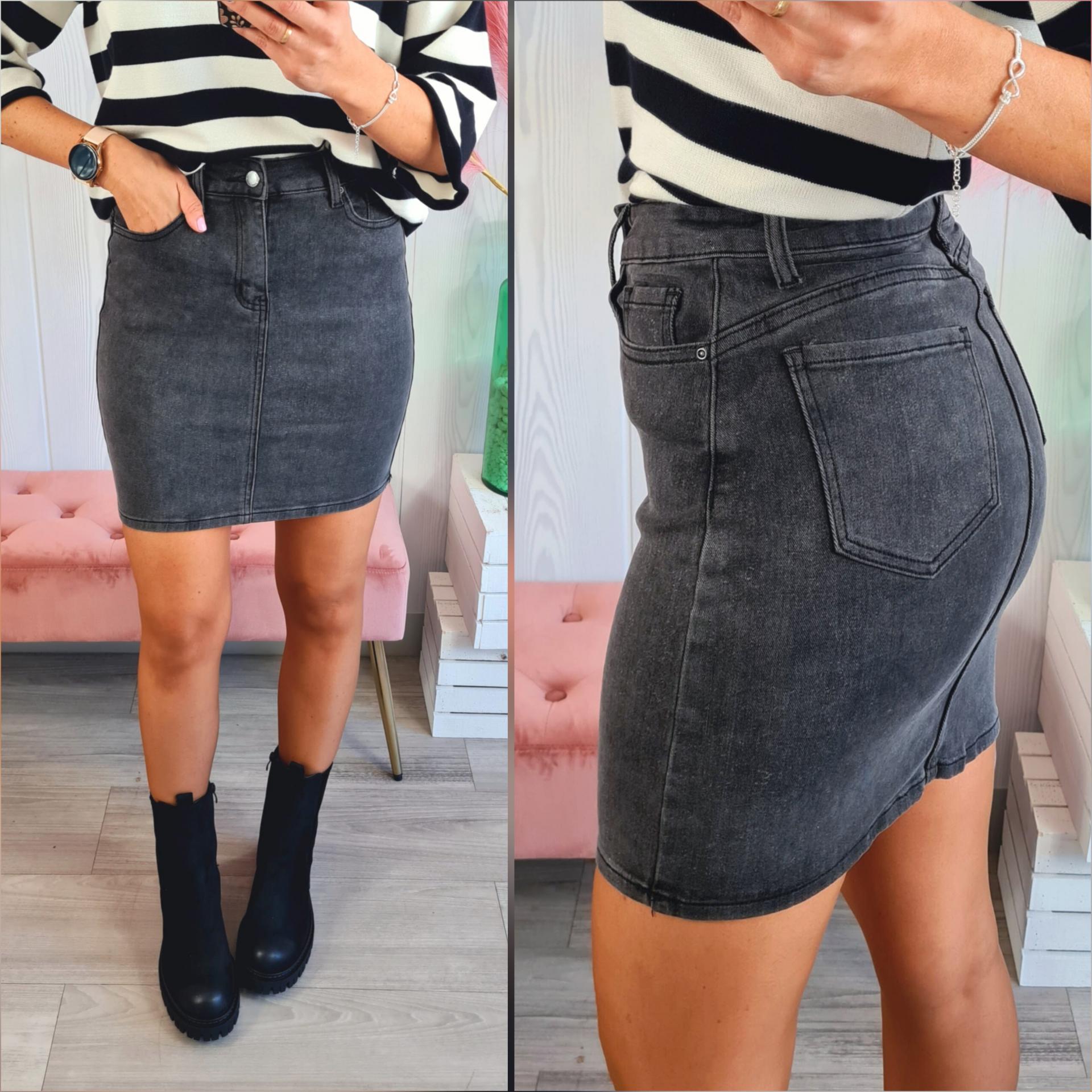Falda Vaquera Gris Oscura