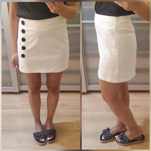 Falda Blanca Botones [0]
