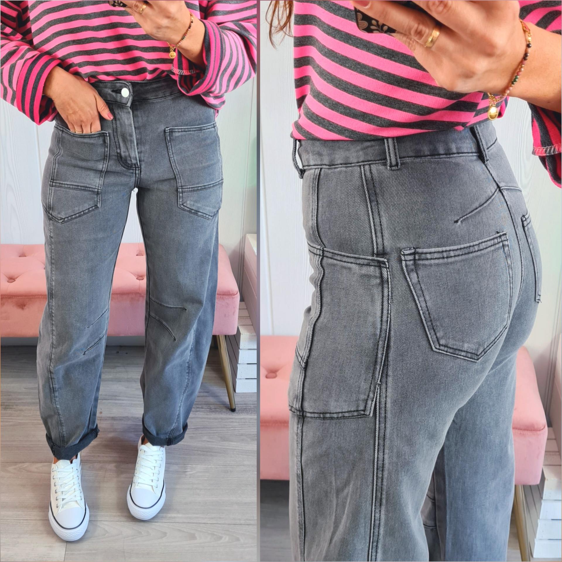 Jeans Barrel Grises