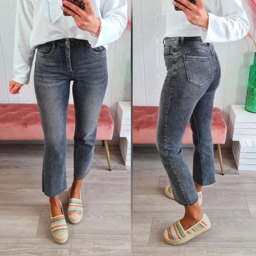 Jeans Flare Gris Faja [0]
