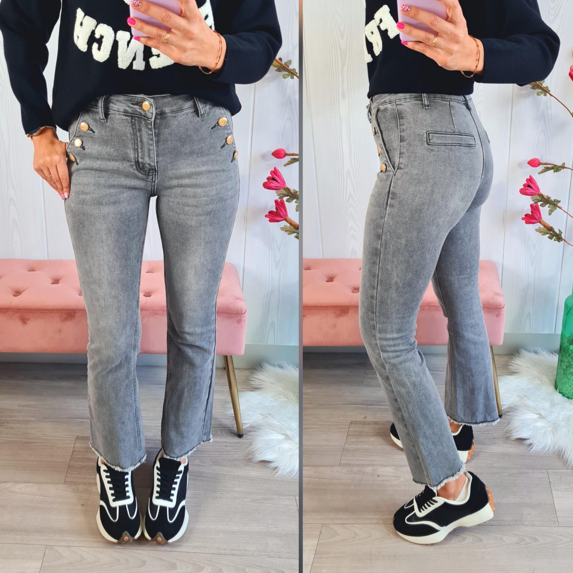 Jeans Grises Botones