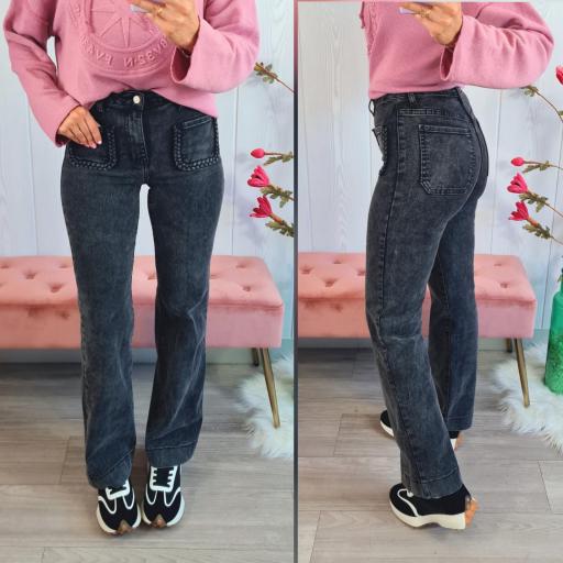 Jeans Grises Trenzados