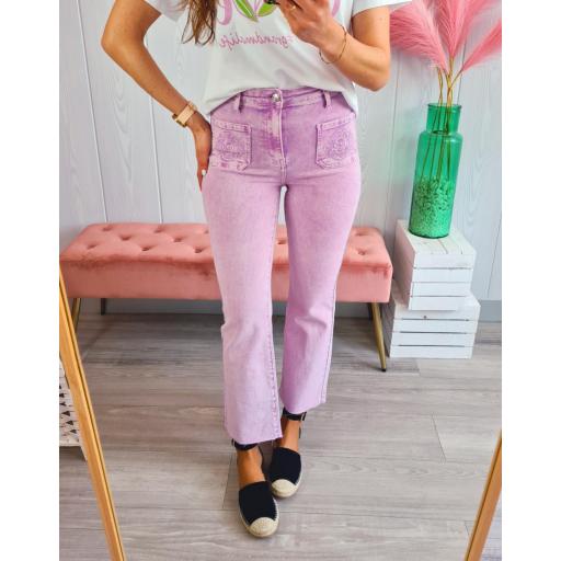Jeans Lila Flor Bolsillo [2]