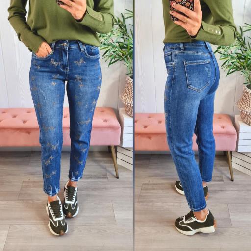 Jeans Mariposas Tachas