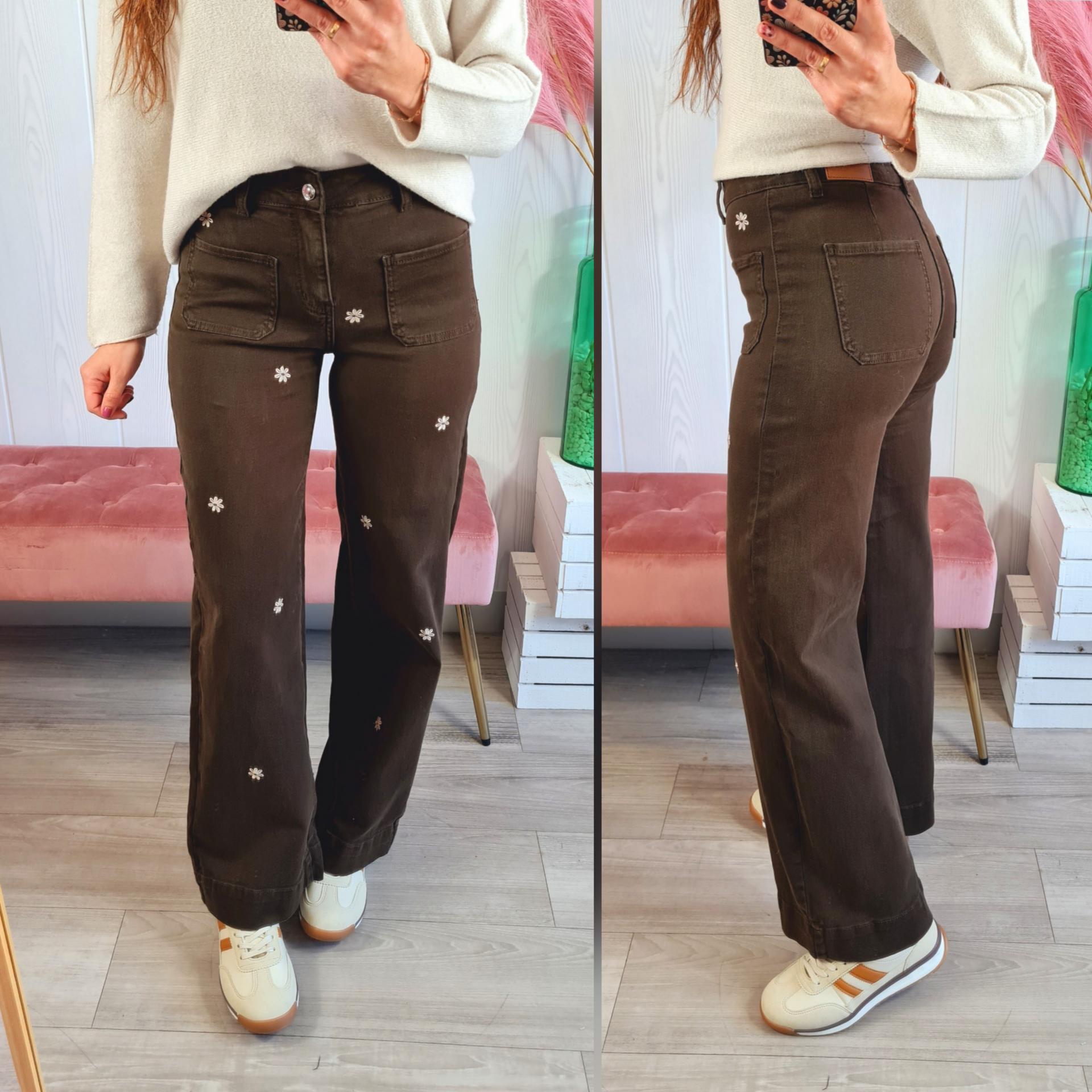 Jeans Marrones Bordados