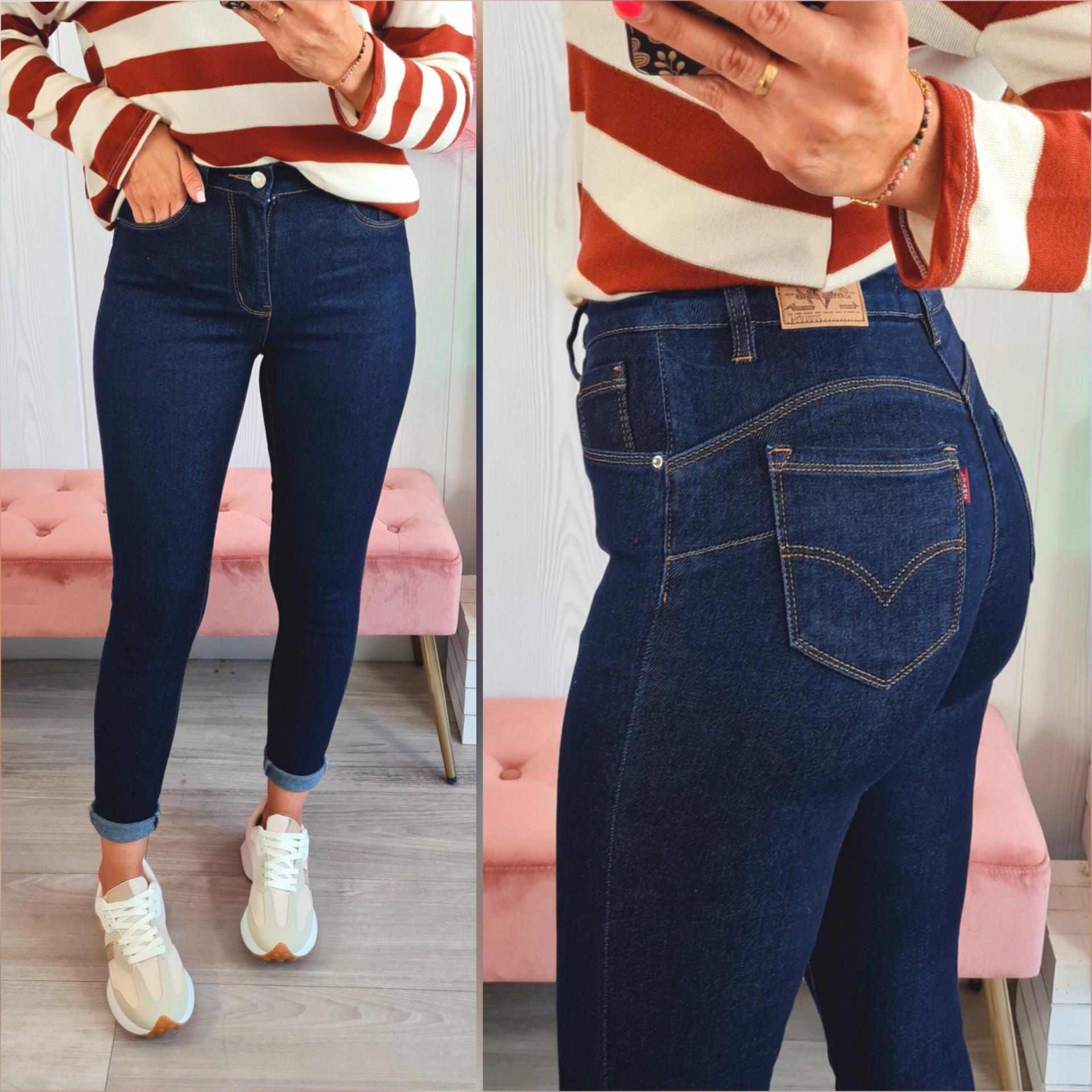 Jeans Pitillo Oscuro Faja