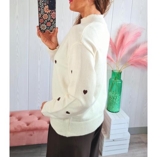 Jersey Beige Corazones Marrones [2]