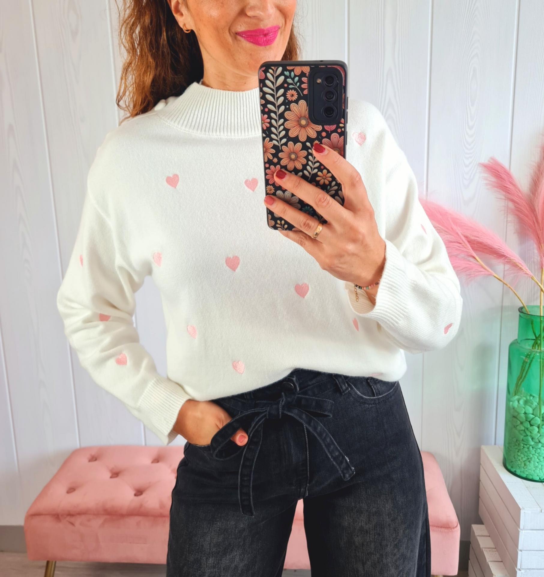 Jersey Blanco Corazones Rosas