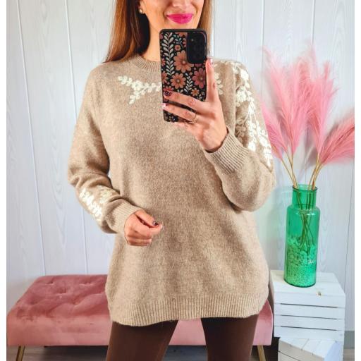 Jersey Camel Flores Blancas [1]