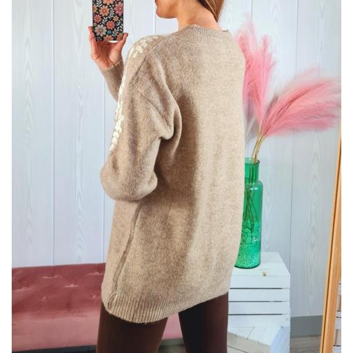 Jersey Camel Flores Blancas [2]