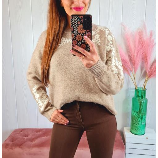 Jersey Camel Flores Blancas [3]