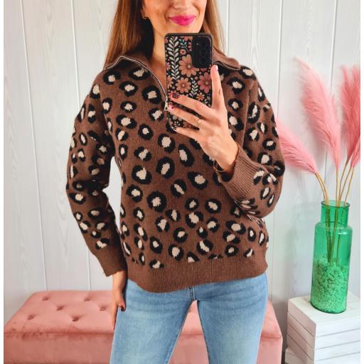 Jersey Cremallera Print Chocolate [1]