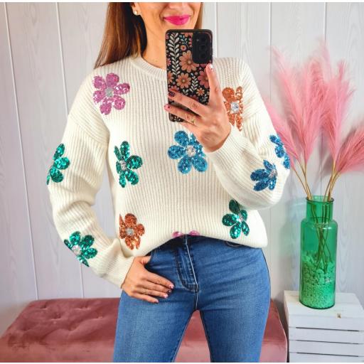 Jersey Flores Lentejuelas [0]