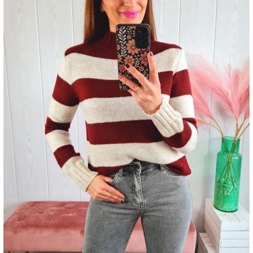 Jersey Rayas Granate