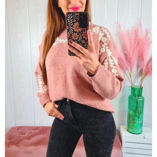 Jersey Rosa Flores Blancas [1]