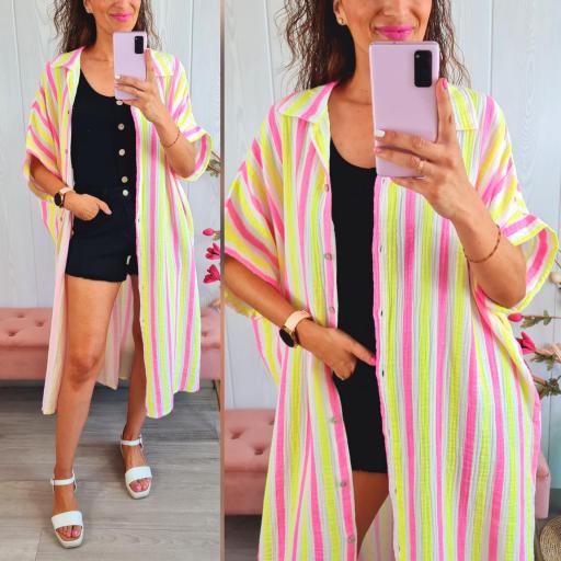 Maxi Vestido Camisero Rayas