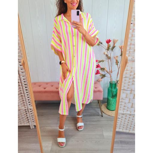Maxi Vestido Camisero Rayas [1]