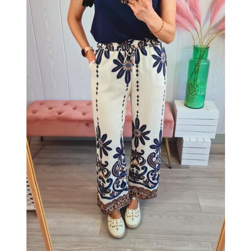 Pantalón Fluido Flores Marino [1]