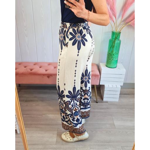Pantalón Fluido Flores Marino [2]