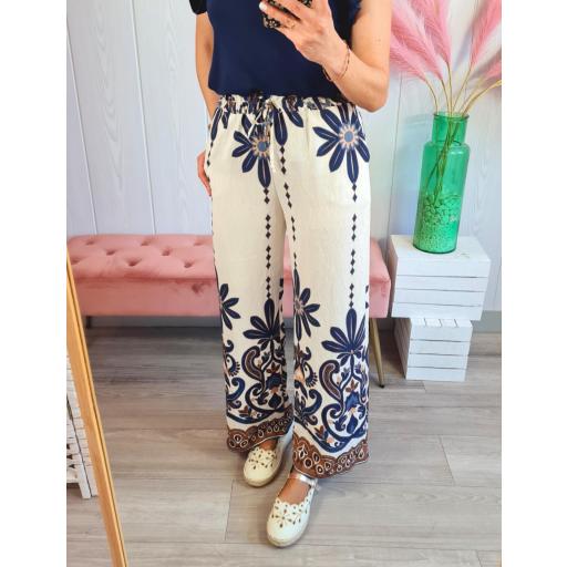 Pantalón Fluido Flores Marino [3]