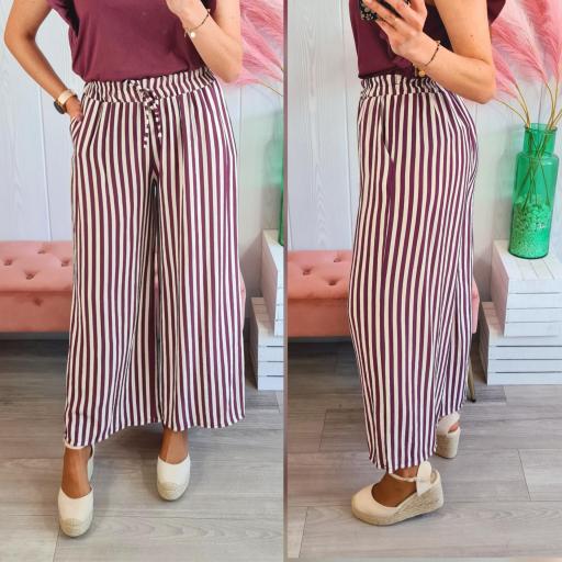 Pantalón Fluido Rayas Berenjena [0]