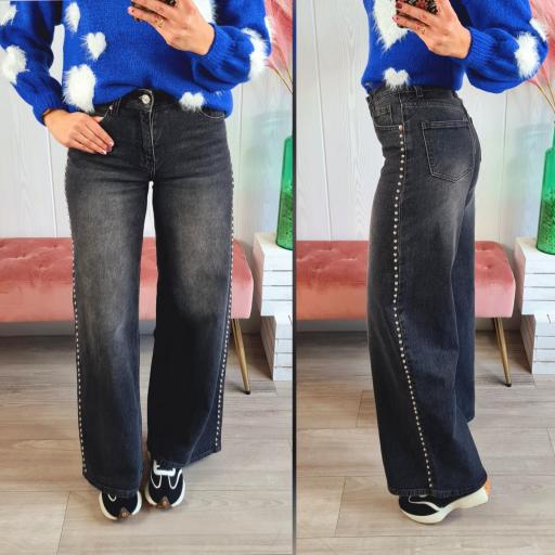 Pantalón Gris Oscuro Tachas [0]