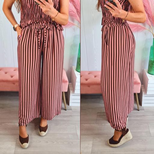 Pantalón Rayas Choco-Rosa [0]