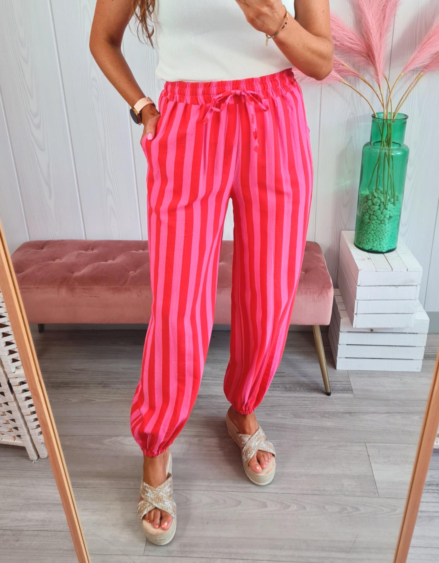 Pantalón Rayas Rosas/Rojas