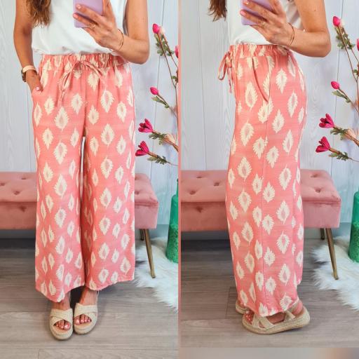 Pantalón Rosa Hojas