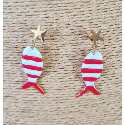 Pendientes Peces Rayas Rojas [0]