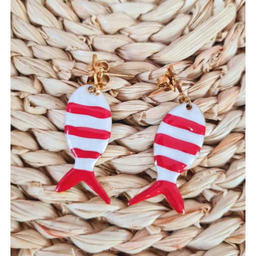 Pendientes Peces Rayas Rojas [1]