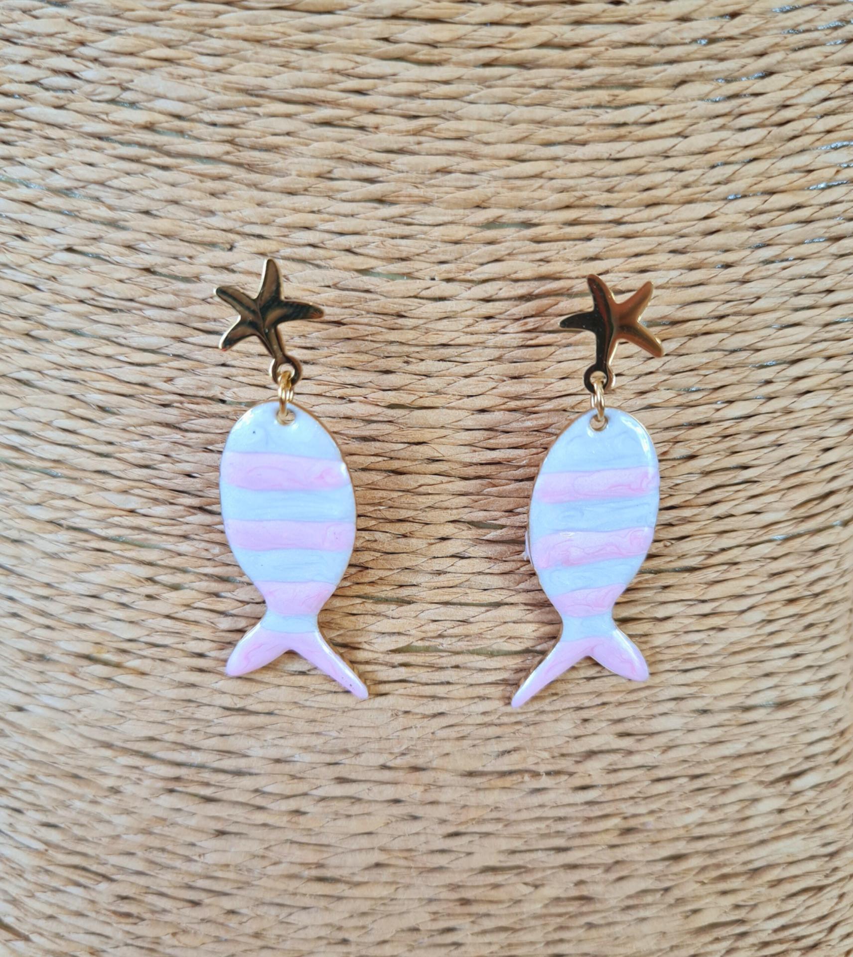 Pendientes Peces Rayas Rosas